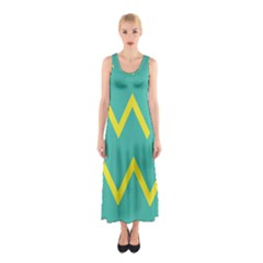 Waves Chevron Wave Green Yellow Sign Sleeveless Maxi Dress