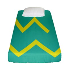 Waves Chevron Wave Green Yellow Sign Fitted Sheet (single Size) by Mariart