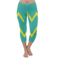 Waves Chevron Wave Green Yellow Sign Capri Winter Leggings  by Mariart