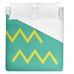 Waves Chevron Wave Green Yellow Sign Duvet Cover (queen Size)