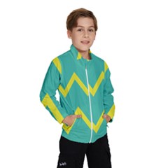 Waves Chevron Wave Green Yellow Sign Wind Breaker (kids) by Mariart