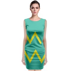 Waves Chevron Wave Green Yellow Sign Sleeveless Velvet Midi Dress by Mariart