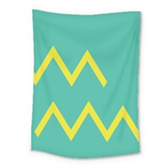 Waves Chevron Wave Green Yellow Sign Medium Tapestry