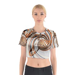 Splines Line Circle Brown Cotton Crop Top