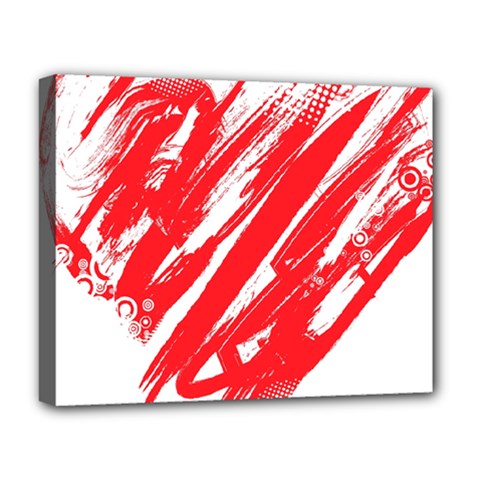 Valentines Day Heart Modern Red Polka Deluxe Canvas 20  X 16  