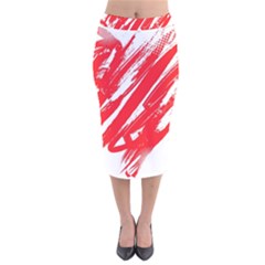 Valentines Day Heart Modern Red Polka Velvet Midi Pencil Skirt