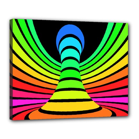 Twisted Motion Rainbow Colors Line Wave Chevron Waves Canvas 20  X 16  by Mariart