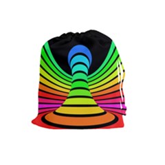 Twisted Motion Rainbow Colors Line Wave Chevron Waves Drawstring Pouches (large) 