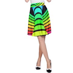 Twisted Motion Rainbow Colors Line Wave Chevron Waves A-line Skirt