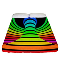 Twisted Motion Rainbow Colors Line Wave Chevron Waves Fitted Sheet (california King Size) by Mariart