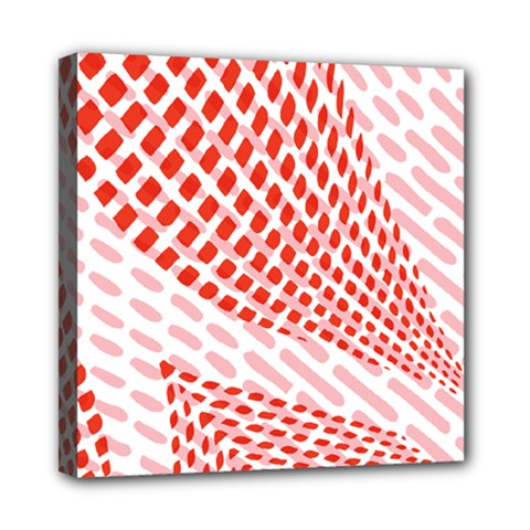 Waves Wave Learning Connection Polka Red Pink Chevron Mini Canvas 8  X 8  by Mariart