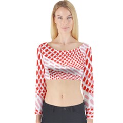 Waves Wave Learning Connection Polka Red Pink Chevron Long Sleeve Crop Top