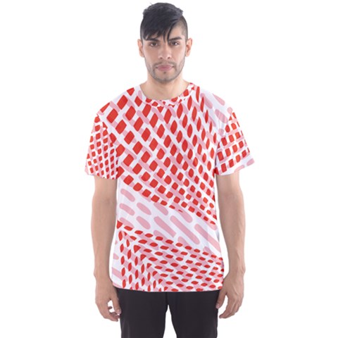 Waves Wave Learning Connection Polka Red Pink Chevron Men s Sports Mesh Tee by Mariart
