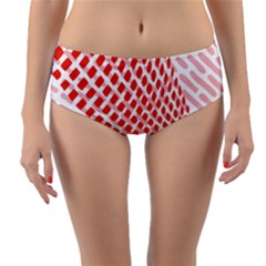 Waves Wave Learning Connection Polka Red Pink Chevron Reversible Mid-waist Bikini Bottoms by Mariart