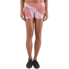 Waves Wave Learning Connection Polka Red Pink Chevron Yoga Shorts by Mariart