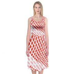 Waves Wave Learning Connection Polka Red Pink Chevron Midi Sleeveless Dress by Mariart