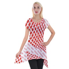 Waves Wave Learning Connection Polka Red Pink Chevron Short Sleeve Side Drop Tunic by Mariart