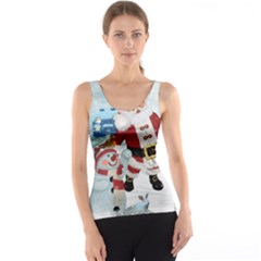 Funny Santa Claus With Snowman Tank Top by FantasyWorld7