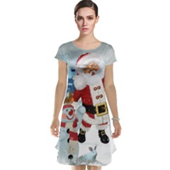 Funny Santa Claus With Snowman Cap Sleeve Nightdress by FantasyWorld7