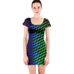 Digitally Created Halftone Dots Abstract Background Design Short Sleeve Bodycon Dress by Nexatart