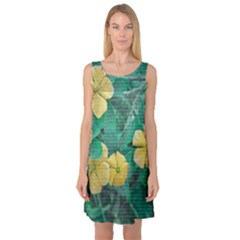 Yellow Flowers At Nature Sleeveless Satin Nightdress by dflcprints