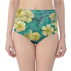 Yellow Flowers At Nature High-waist Bikini Bottoms by dflcprints