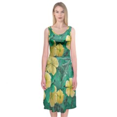 Yellow Flowers At Nature Midi Sleeveless Dress by dflcprints