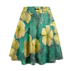 Yellow Flowers At Nature High Waist Skirt by dflcprints