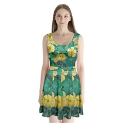 Yellow Flowers At Nature Split Back Mini Dress  by dflcprints