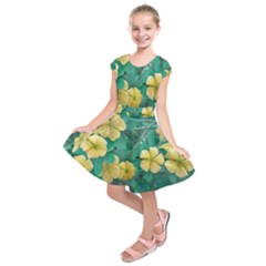 Yellow Flowers At Nature Kids  Short Sleeve Dress by dflcprints