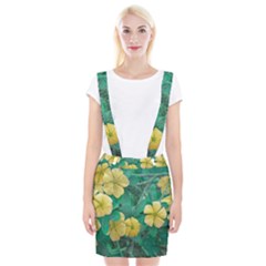 Yellow Flowers At Nature Braces Suspender Skirt by dflcprints