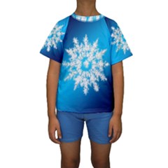 Background Christmas Star Kids  Short Sleeve Swimwear