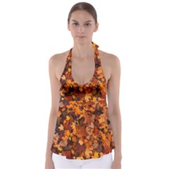 Fall Foliage Autumn Leaves October Babydoll Tankini Top by Nexatart