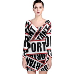 Important Stamp Imprint Long Sleeve Bodycon Dress