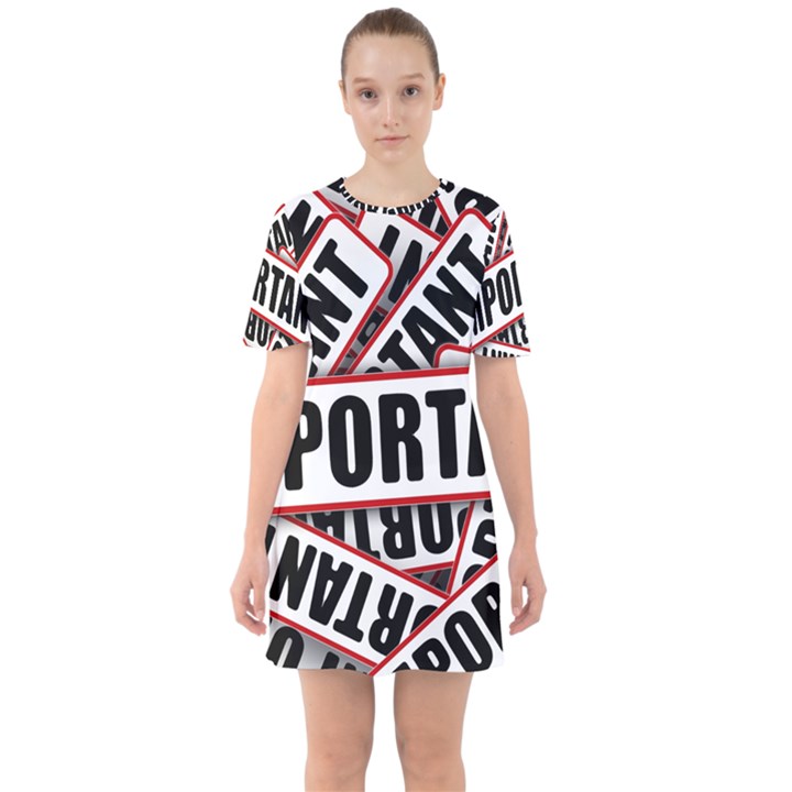 Important Stamp Imprint Sixties Short Sleeve Mini Dress