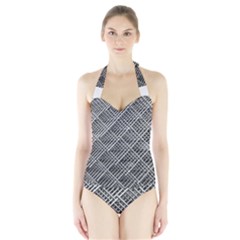 Grid Wire Mesh Stainless Rods Halter Swimsuit by Nexatart
