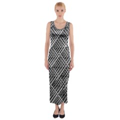 Grid Wire Mesh Stainless Rods Fitted Maxi Dress