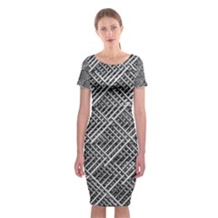 Grid Wire Mesh Stainless Rods Classic Short Sleeve Midi Dress