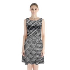 Grid Wire Mesh Stainless Rods Sleeveless Waist Tie Chiffon Dress by Nexatart