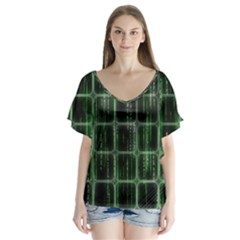 Matrix Earth Global International V-neck Flutter Sleeve Top by Nexatart