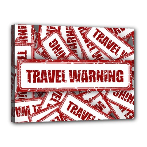 Travel Warning Shield Stamp Canvas 16  x 12 