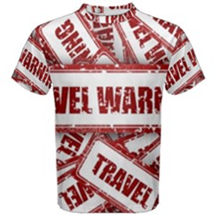 Travel Warning Shield Stamp Men s Cotton Tee