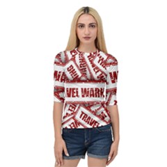 Travel Warning Shield Stamp Quarter Sleeve Raglan Tee