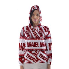 Travel Warning Shield Stamp Hooded Wind Breaker (Women)