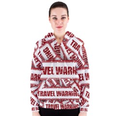 Travel Warning Shield Stamp Women s Zipper Hoodie