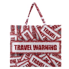 Travel Warning Shield Stamp Zipper Large Tote Bag