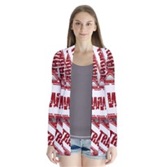 Travel Warning Shield Stamp Drape Collar Cardigan