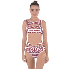 Travel Warning Shield Stamp Bandaged Up Bikini Set 