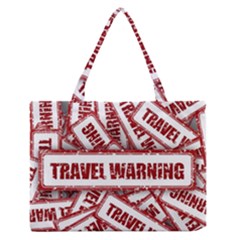 Travel Warning Shield Stamp Zipper Medium Tote Bag by Nexatart