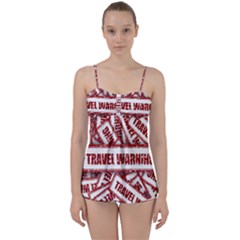 Travel Warning Shield Stamp Babydoll Tankini Set